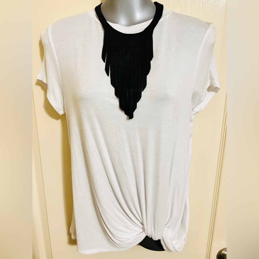 Handmade Black GENUINE Leather Fringe Necklace & Earrings.